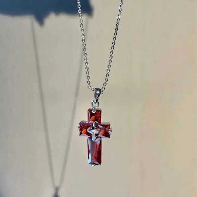 A Cross Pendant Necklace and Earrings