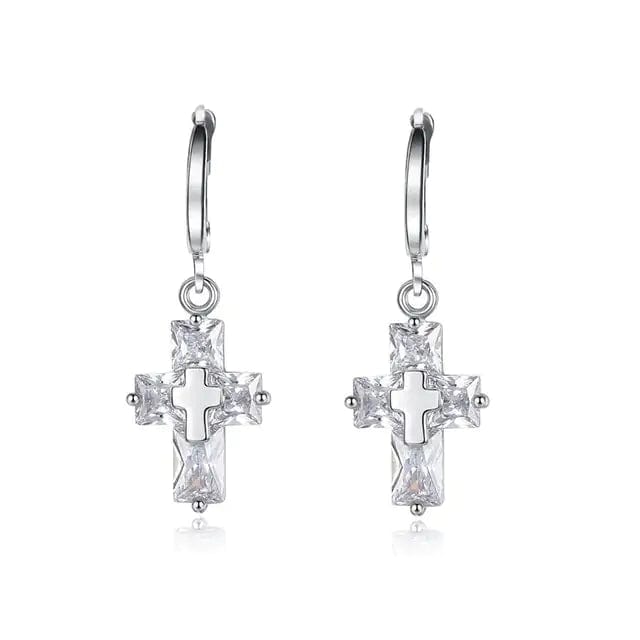 D Earrings Cross Pendant Necklace and Earrings