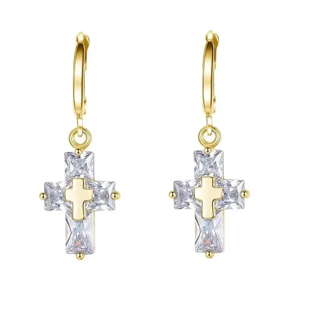 E Earrings Cross Pendant Necklace and Earrings