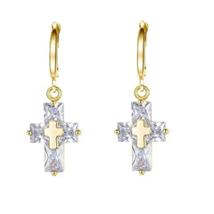 E Earrings Cross Pendant Necklace and Earrings