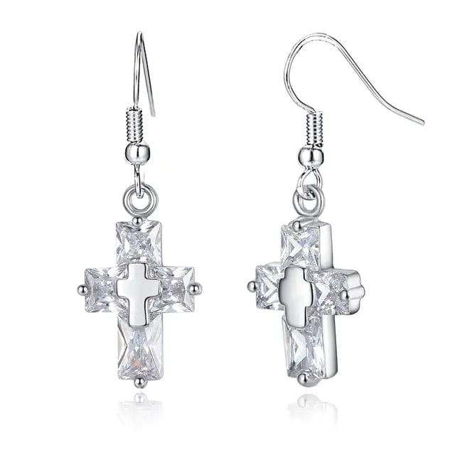 J Cross Pendant Necklace and Earrings