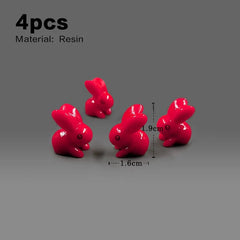 4pcs Red Rabbit Easter Rabbit Figurines