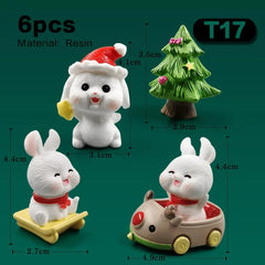 6pcs Xmas Rabbit-T17 Easter Rabbit Figurines