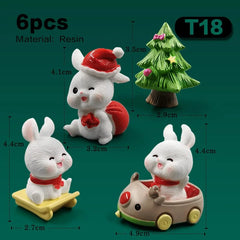 6pcs Xmas Rabbit-T18 Easter Rabbit Figurines