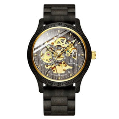 Black Classic Wooden Mechanical Watch