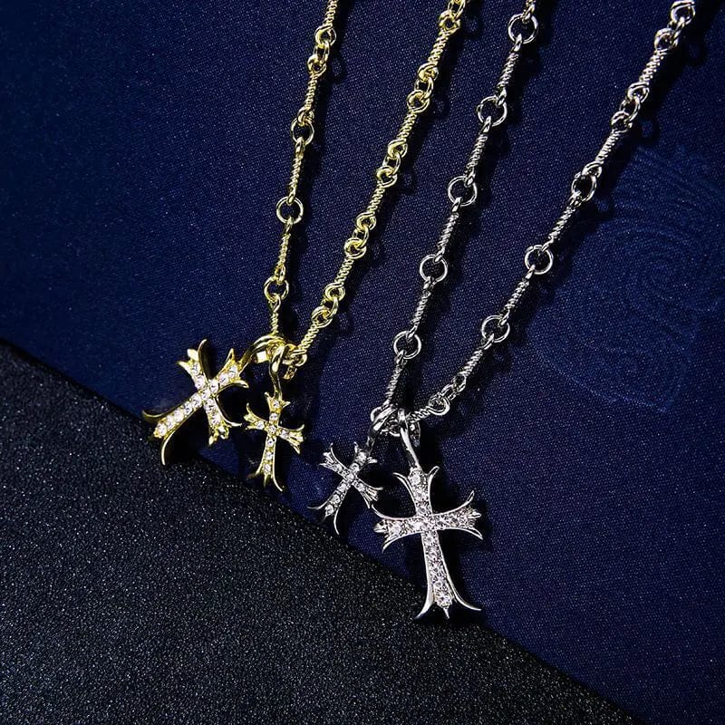 Double Cross Pendant Necklace