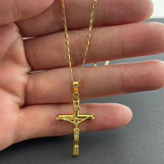 Gold / 60cm-70cm Gold Plated Cross Necklace