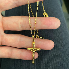 Gold / 60cm-70cm Gold Plated Cross Necklace