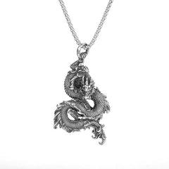 jewelry AL13206-silver Classic Chinese Style Exquisite Hollow Auspicious Dragon Signet Pendant Necklace for Men Charm Fashion Lucky Amulet Jewelry