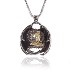 jewelry AL19708-Gold Classic Chinese Style Exquisite Hollow Auspicious Dragon Signet Pendant Necklace for Men Charm Fashion Lucky Amulet Jewelry