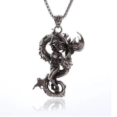 jewelry AL19719-Silver Classic Chinese Style Exquisite Hollow Auspicious Dragon Signet Pendant Necklace for Men Charm Fashion Lucky Amulet Jewelry