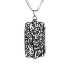 jewelry AL20188-Silver Classic Chinese Style Exquisite Hollow Auspicious Dragon Signet Pendant Necklace for Men Charm Fashion Lucky Amulet Jewelry