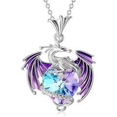 jewelry PURPLE Luxury Fashion Colorful Crystal Dragon Pendant Necklace for Women Exquisite Blue Purple Dragon Necklace Cute Dragon Jewelry Gift