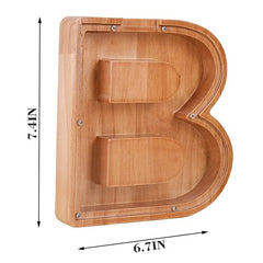 Light Wood B Letter Wooden Piggy Bank