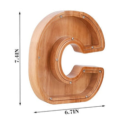 Light Wood C Letter Wooden Piggy Bank