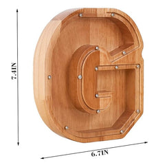 Light Wood G Letter Wooden Piggy Bank