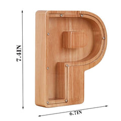 Light Wood P Letter Wooden Piggy Bank