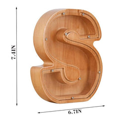 Light Wood S Letter Wooden Piggy Bank