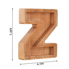 Light Wood Z Letter Wooden Piggy Bank