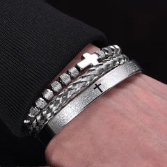 Men's Cross Bracelet Cross Spanish Carving Bracelet Set