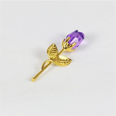 Purple Gold Flower Crystal Glass Artificial  Rose