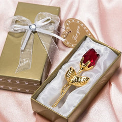 Red Gold (Box) Crystal Glass Artificial  Rose