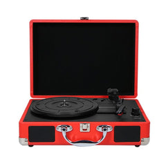 Red Vintage Portable Phonograph Turntables