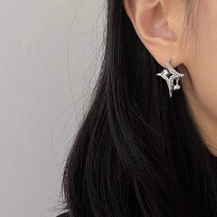 Silver / S925 Silver Needle Asterism Rhinestone Earrings