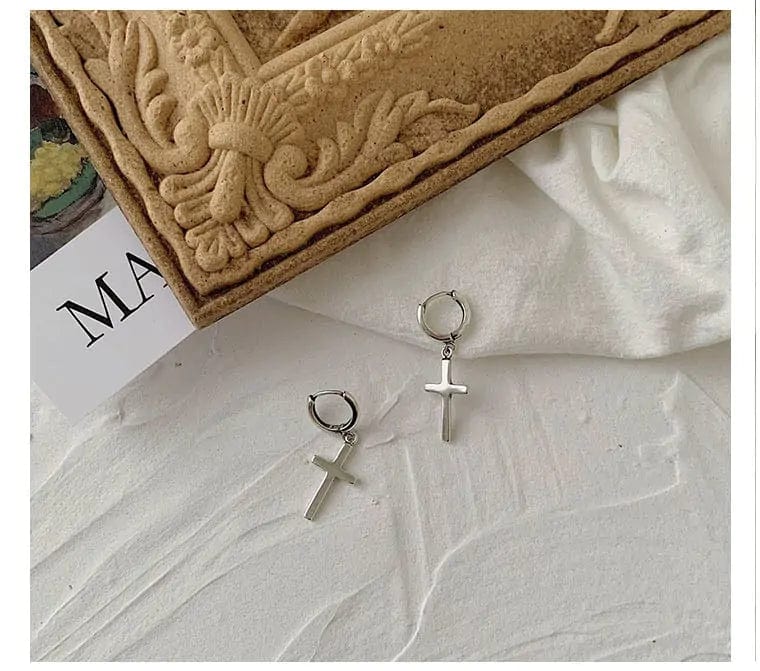 Sterling Silver Sterling Silver Cross Stud Earrings