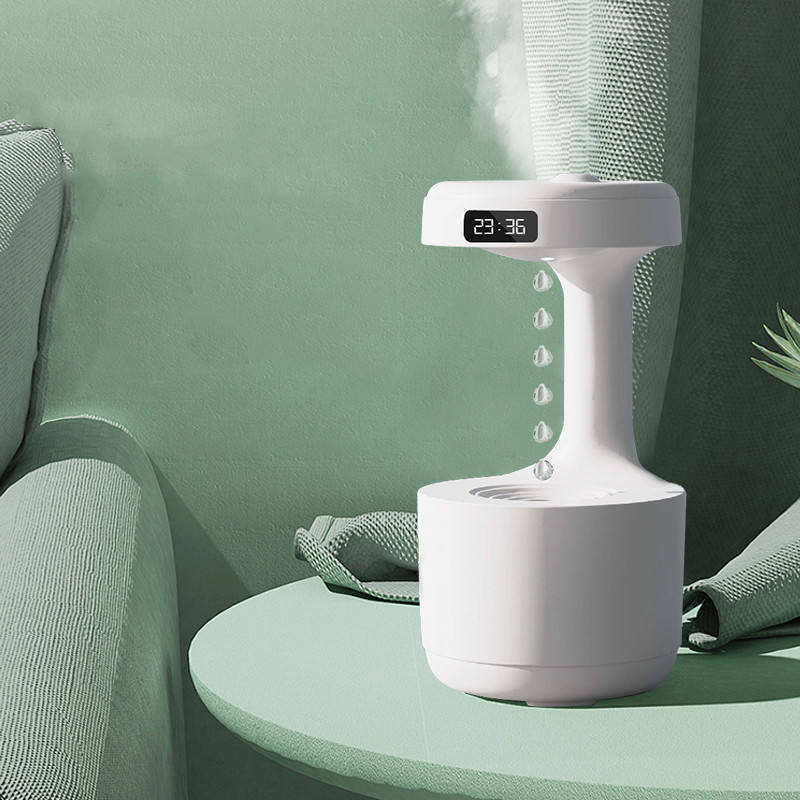 White / 800ml LED  Water Drop Humidifier Diffuser